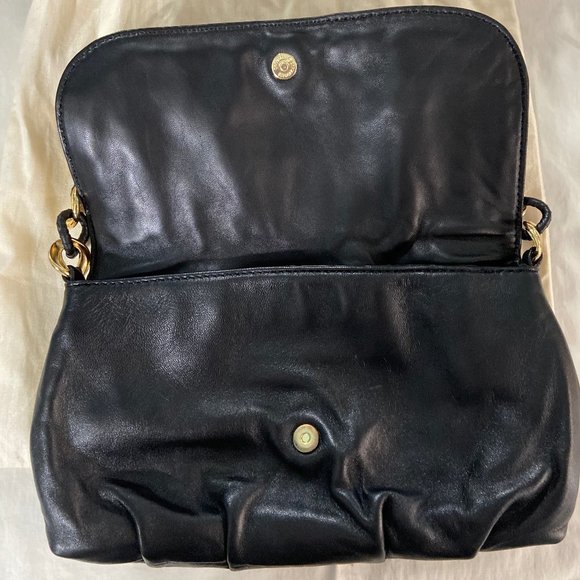 Michael Kors Black Leather Hand Bag Gold Accent - Picture 4 of 6